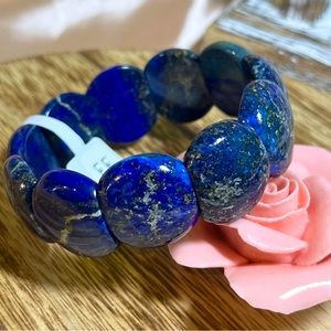 Premium Quality Lapis Lazuli Natural Healing Crystal Stretch Bangle Bracelet